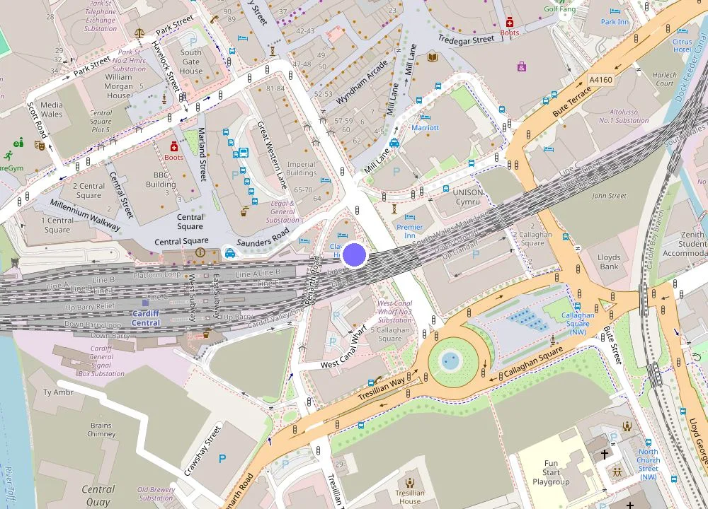 Map: Clayton Hotel Cardiff